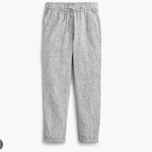J. Crew Factory Striped Linen-Cotton Blend Drawstring Pant in Black/White